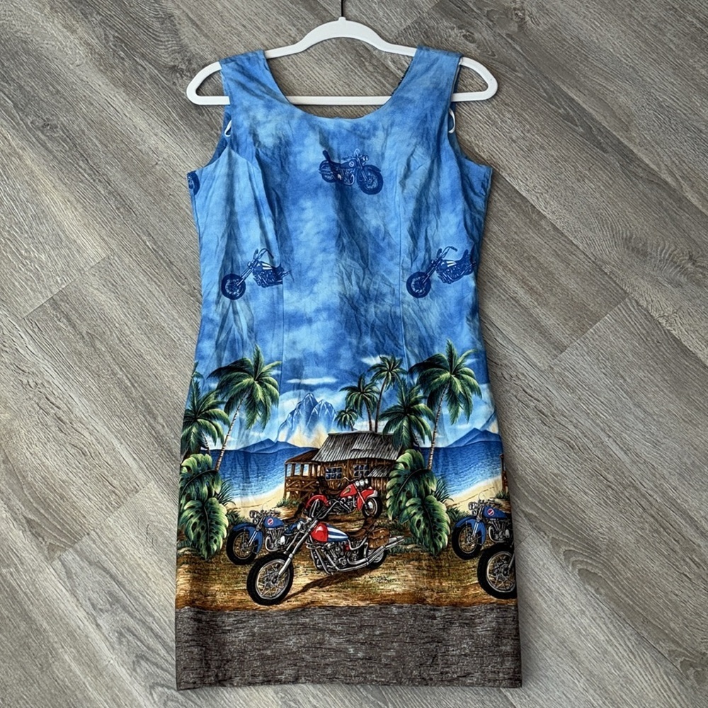 Ky’s made in Hawaii cotton tank sundress beach and motorcycle print size M - Picture 8 of 8